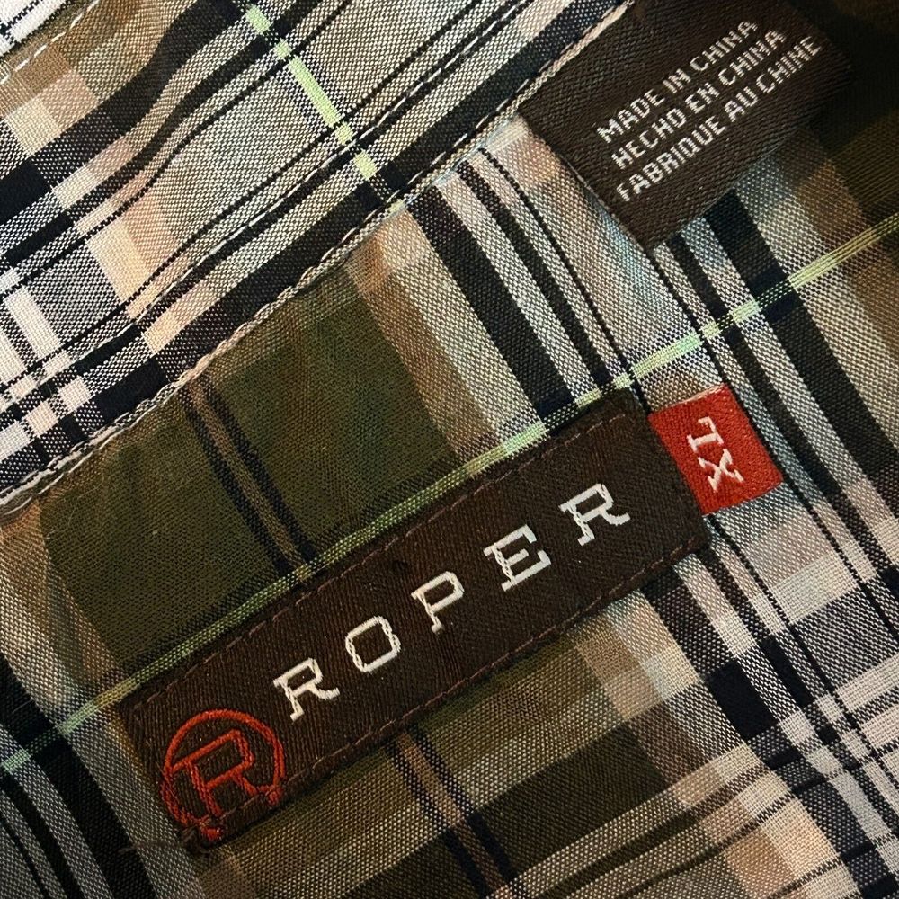 Roper Green White Plaid Pearl Snap Cowboy Western Shirt XL - Picture 2 of 12